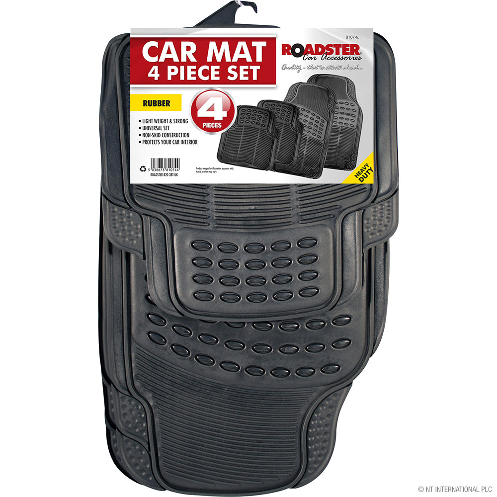 4pc Rubber Car Mats - Grey