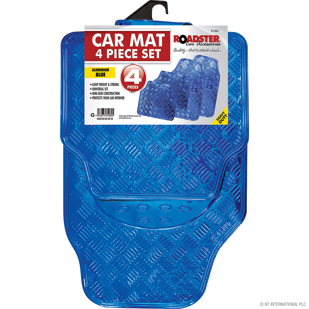 4pc Aluminium Car Mat - Blue