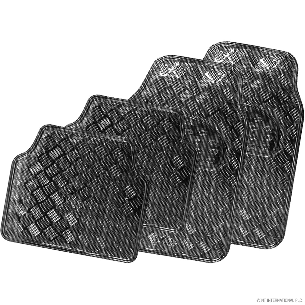 4pc Aluminium Car Mat - Carbon