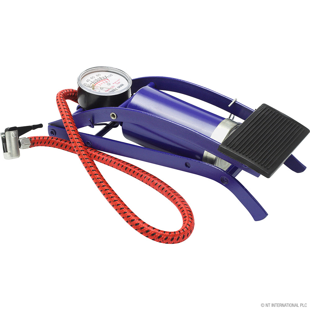 Single Foot Pump with Gauge - Boxed