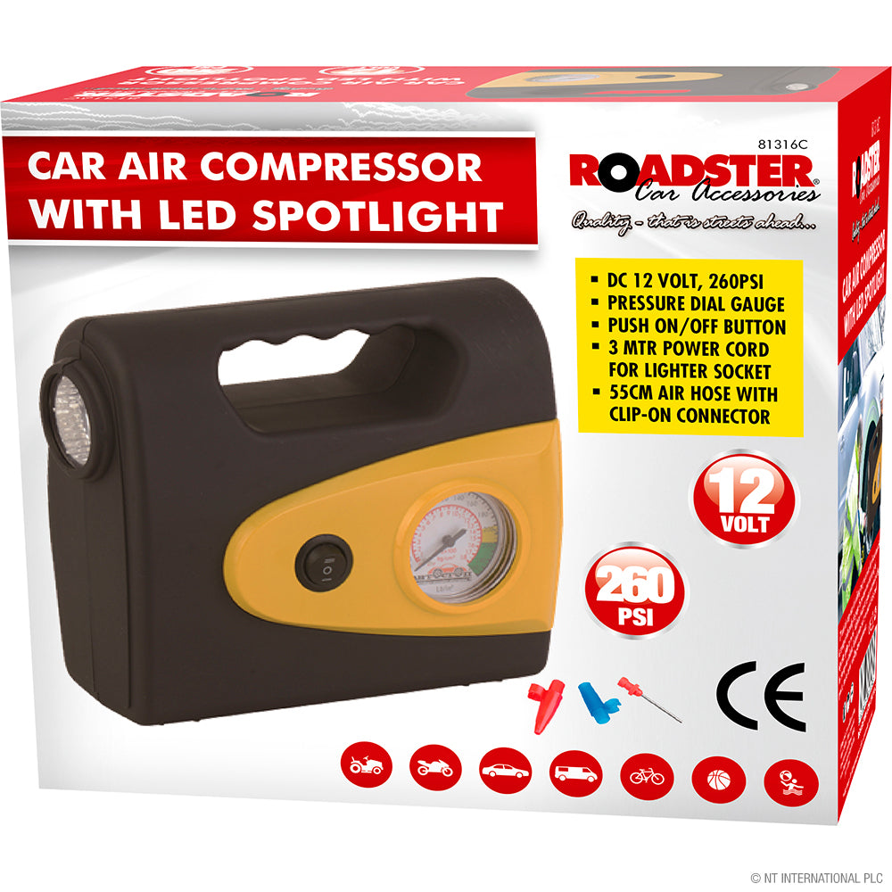 12v Car Air Compressor - LED Spot Light
