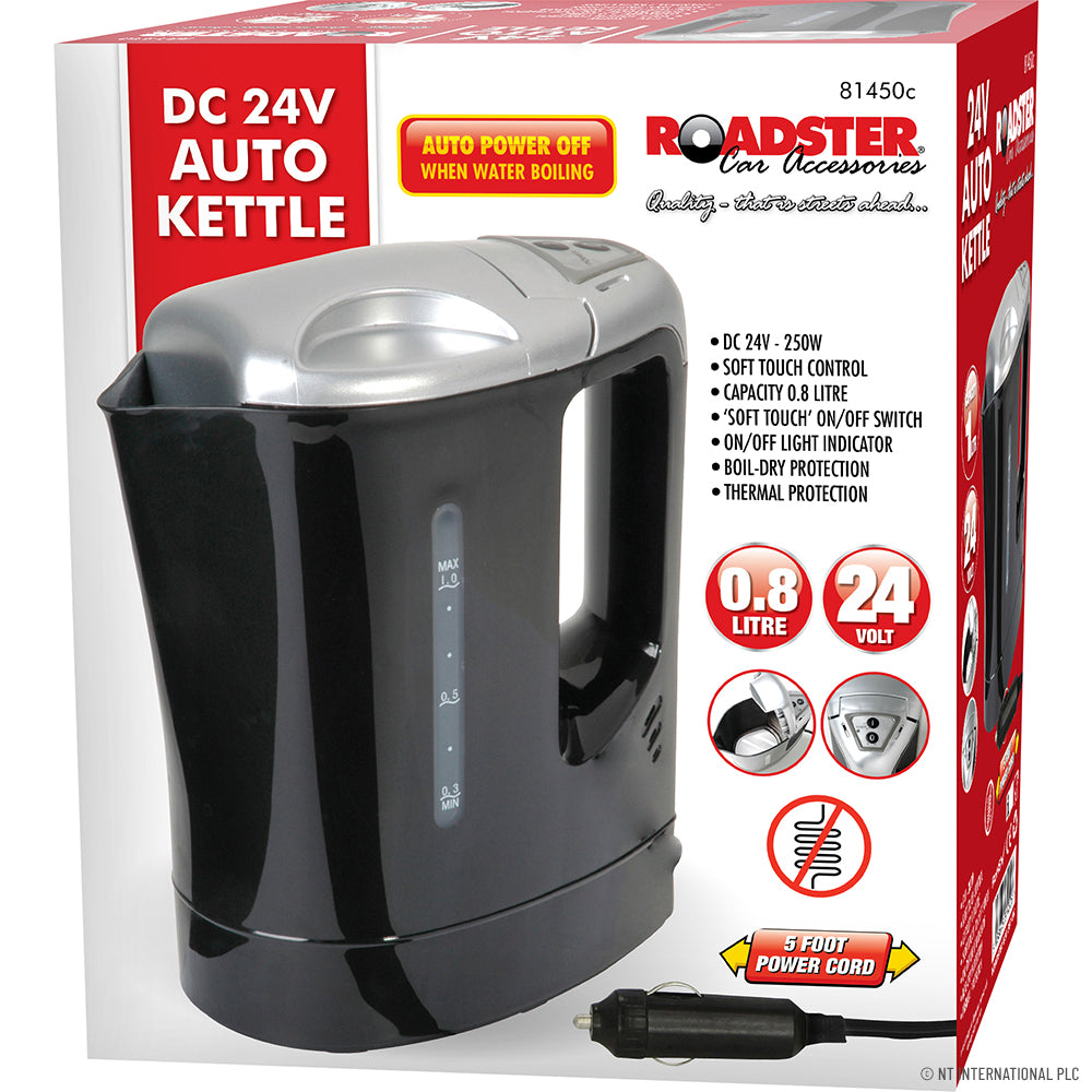 24v 0.8L Portable Auto Electric Kettle - Blac