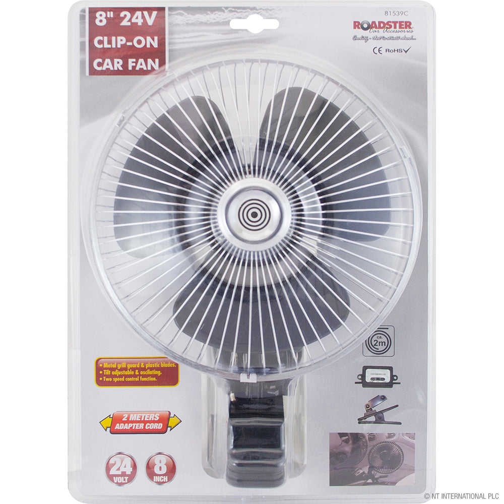 8" Deluxe Fan 24v - Clip-On Car Fan