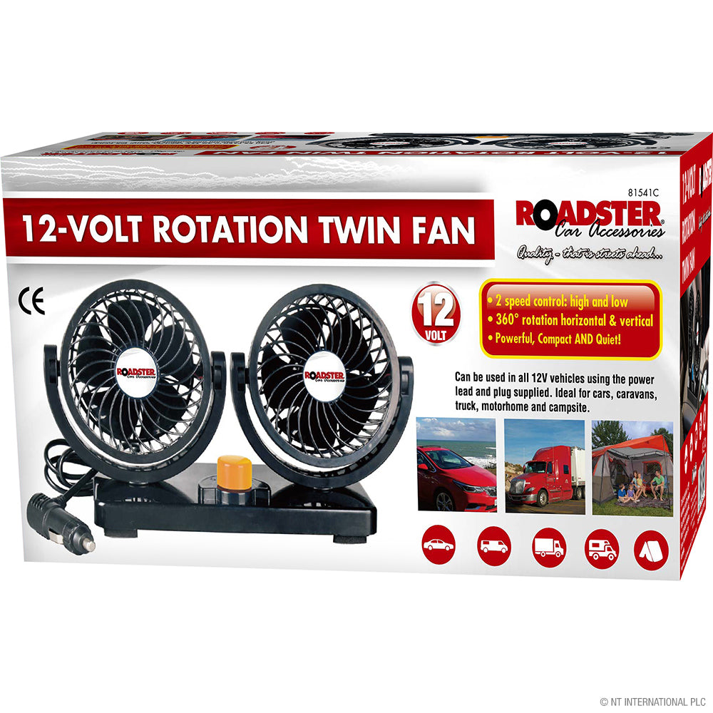 12v Twin Rotation Car Fan - Boxed