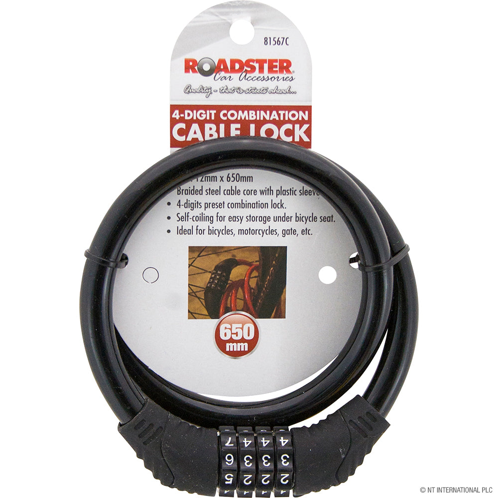 4 Digit Combination Bicycle Lock - 650mm