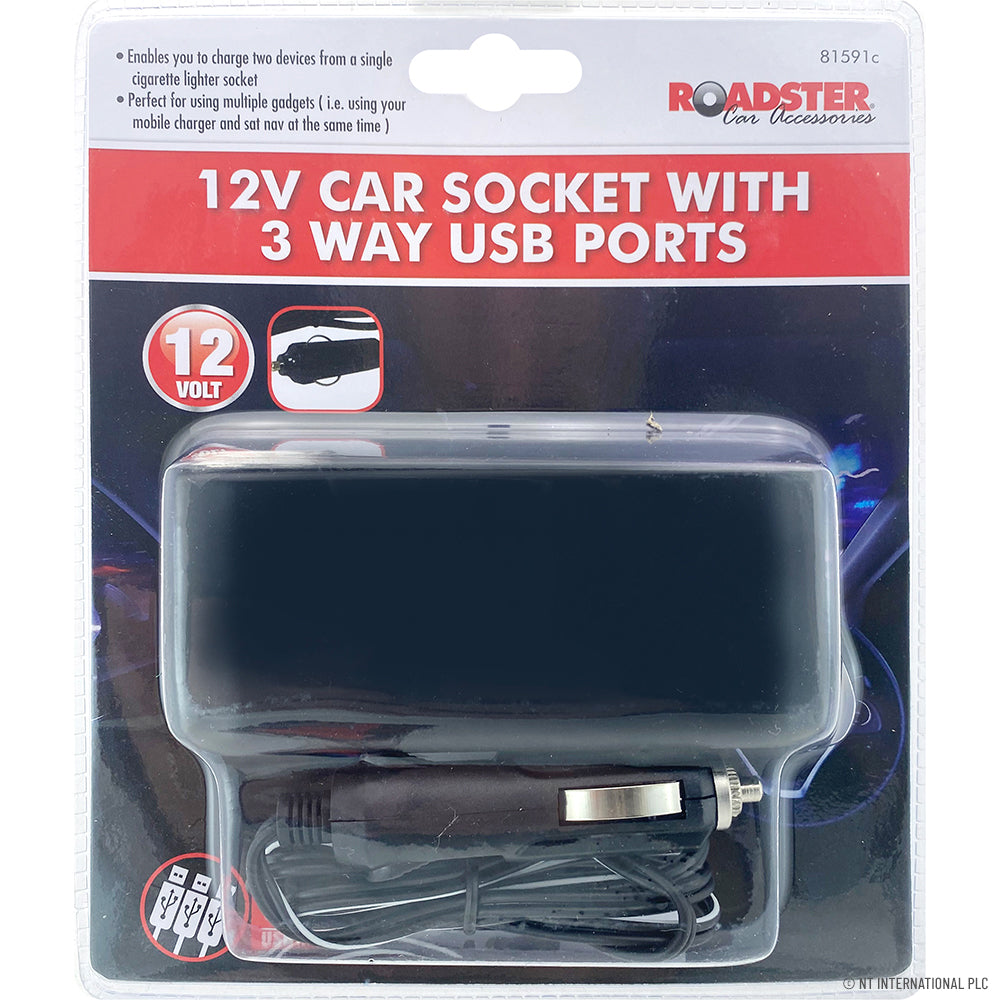 Peak Kit 12v 3 Way Car Socket ( USB + Cable ) - Peak Kit