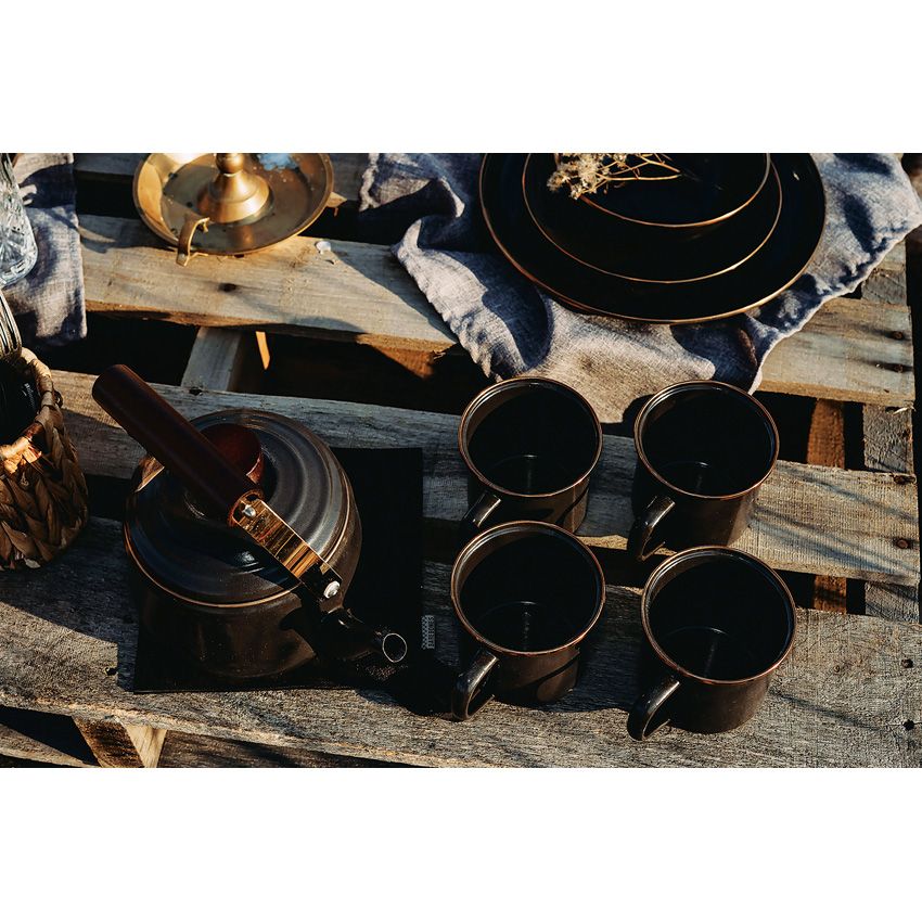 Barebones Living Enamel Cups Charcoal - Barebones Living (image 4)