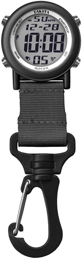 Clip-On Digital Watch Carabiner - Dakota Black Black - Dakota