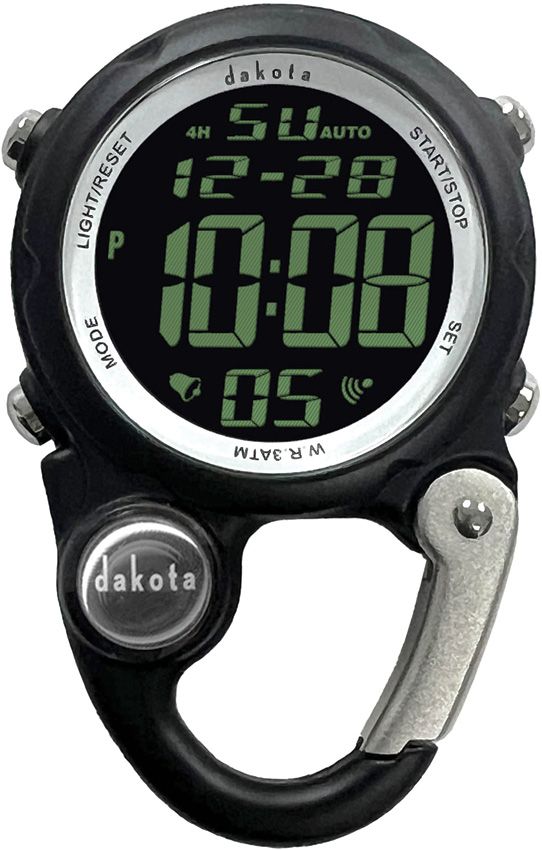 Clip-On Digital Watch Carabiner - Dakota Black Black - Dakota