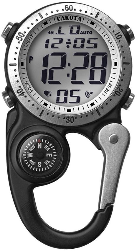 Clip-On Digital Watch Carabiner - Dakota Black Black - Dakota