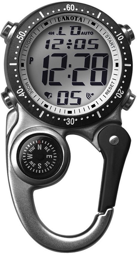 Clip-On Digital Watch Carabiner - Dakota Silver Silver - Dakota