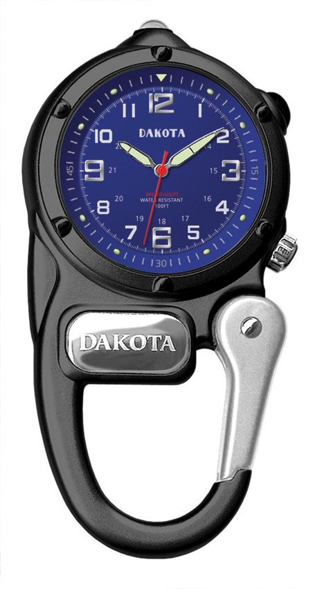 Clip-On Digital Watch Carabiner - Dakota Blue, Black Blue, Black - Dakota