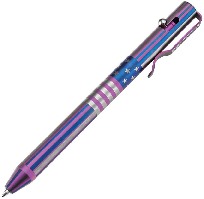 Titanium EDC Pen Titanium - Kansept Knives Blue and purple American f Blue and purple American flag pattern - Kansept Knives