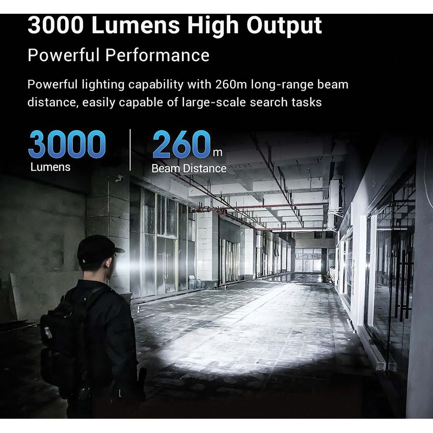 Nextorch Rechargeable LED Torch 3000 Lumens Black (Tactical Flashli - Nextorch (image 5)