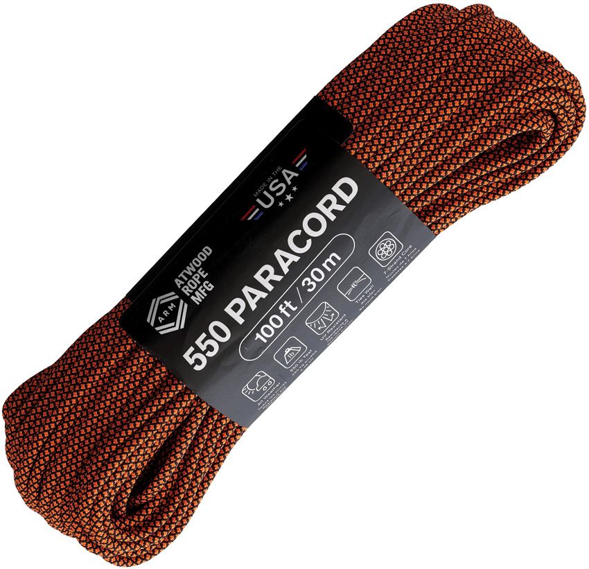 Outdoor Survival Gear - Atwood Rope MFG Black and Orange Diamond Black and Orange Diamond - Atwood Rope MFG