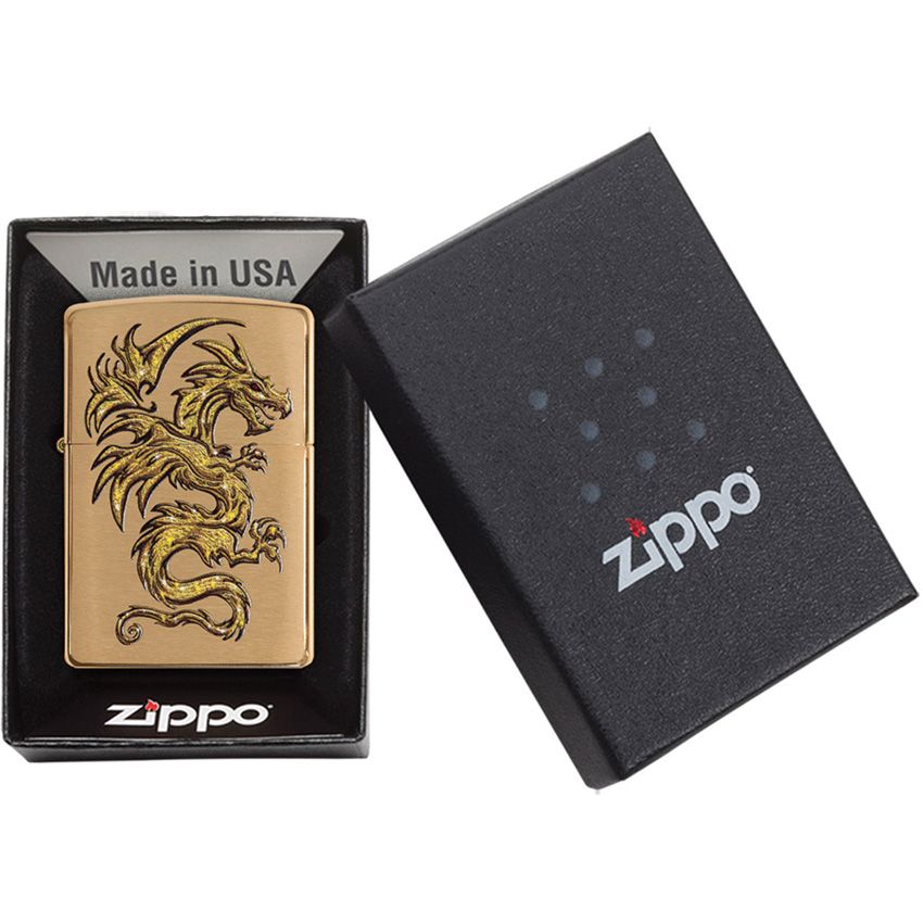 Zippo Dragon Lighter Brushed Brass - Zippo (image 3)