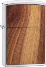 Zippo-Style Lighter Bronze - Zippo Brushed Chrome/Cedar Wood Brushed Chrome/Cedar Wood - Zippo