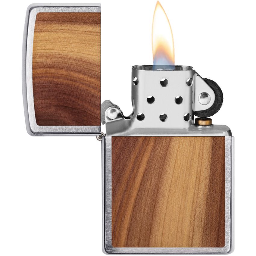 Zippo-Style Lighter Bronze Brushed Chrome/Cedar Wood - Zippo (image 2)