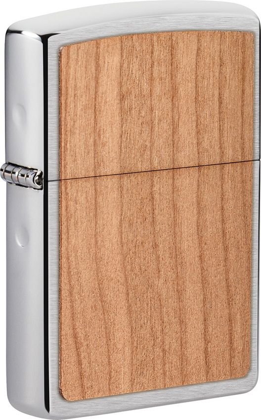 Zippo-Style Lighter Bronze - Zippo Brushed Chrome / Cherry Wood Brushed Chrome / Cherry Wood - Zippo