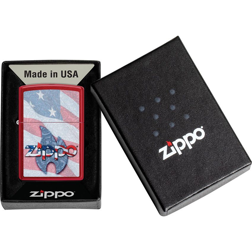 Zippo Flag Lighter Candy Apple Red - Zippo (image 3)