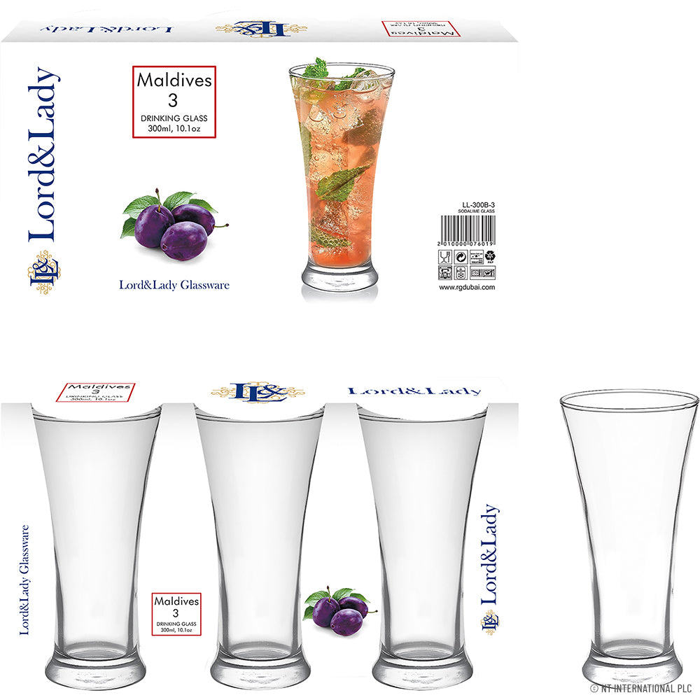 3pc Glass Tumbler - Maldives 300ml TNV011-3