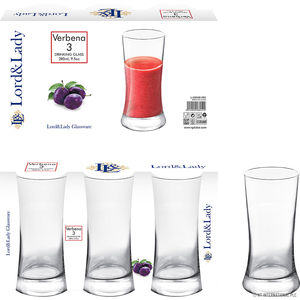 3pc Glass Tumbler - Verbena 280ml TNV024-3