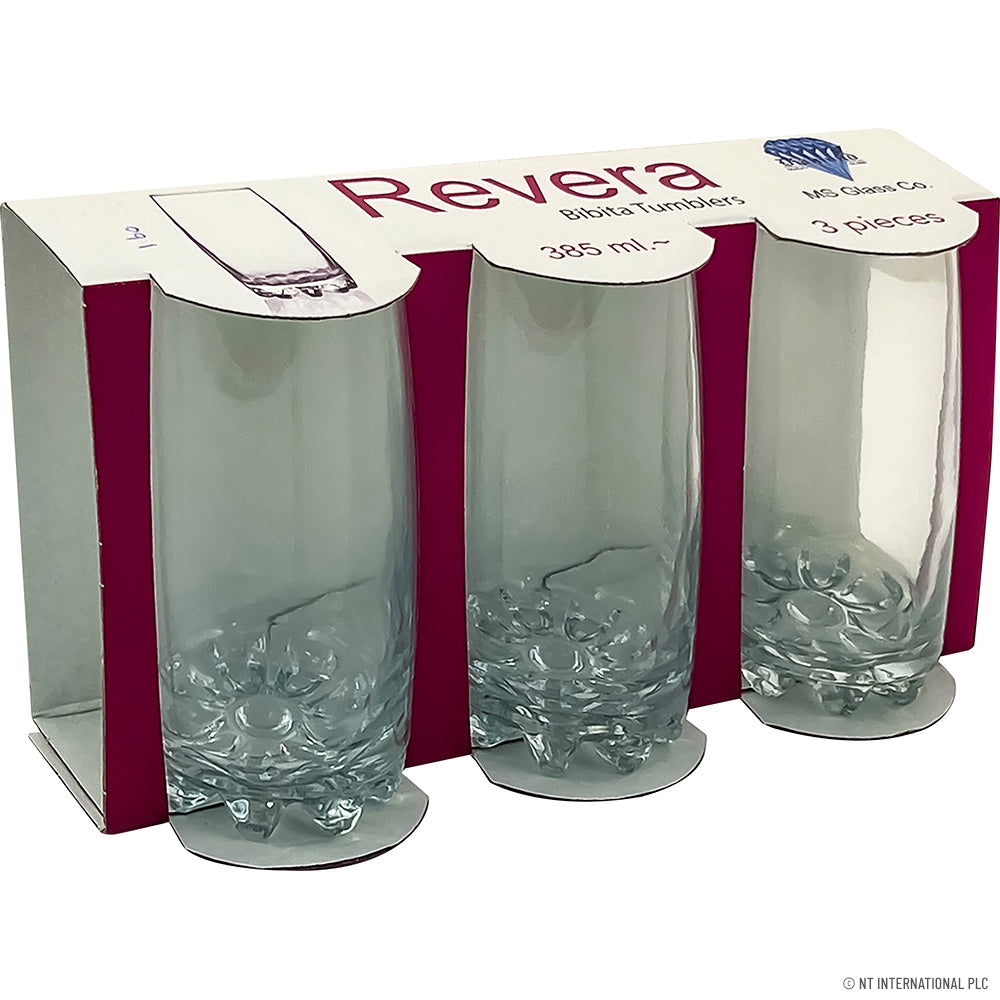 3pc Glass Tumbler - Bibita - 385ml