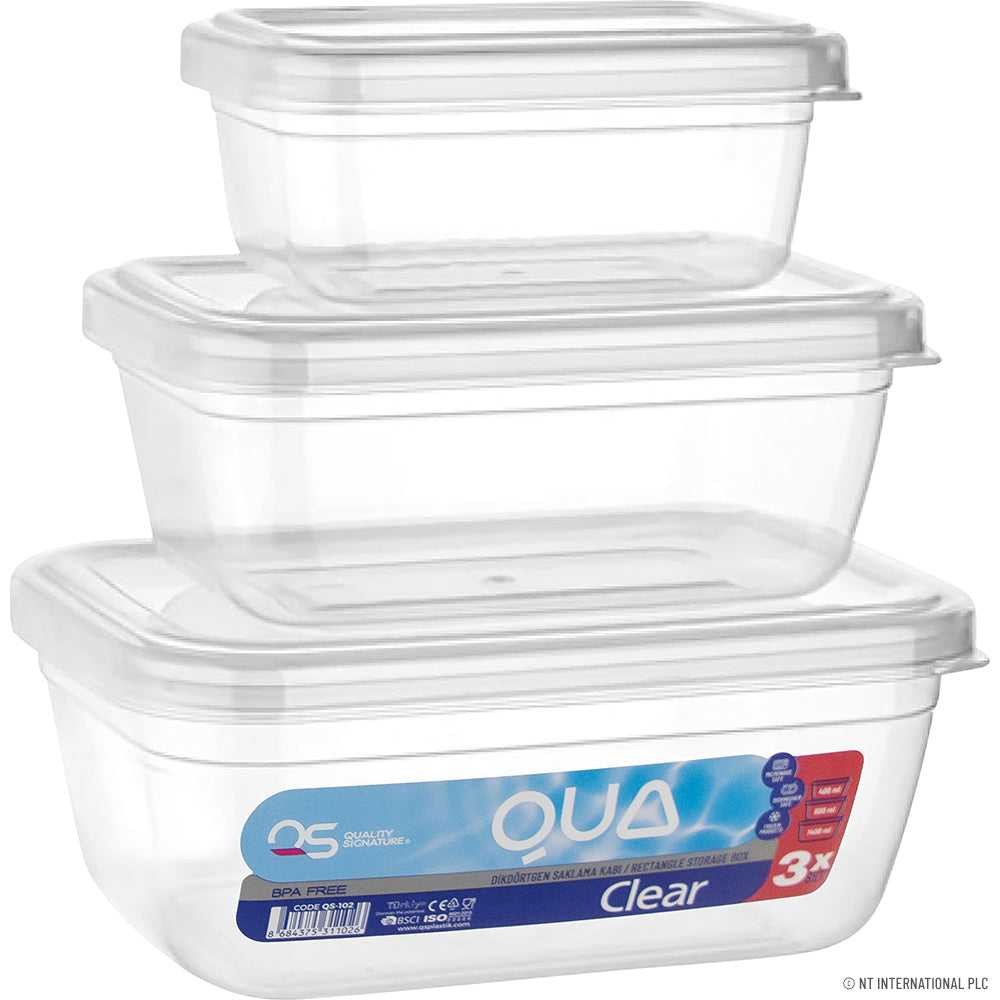Peak Kit 3pcs Qua Clear Rectangle Storage Box (400-800 - Peak Kit