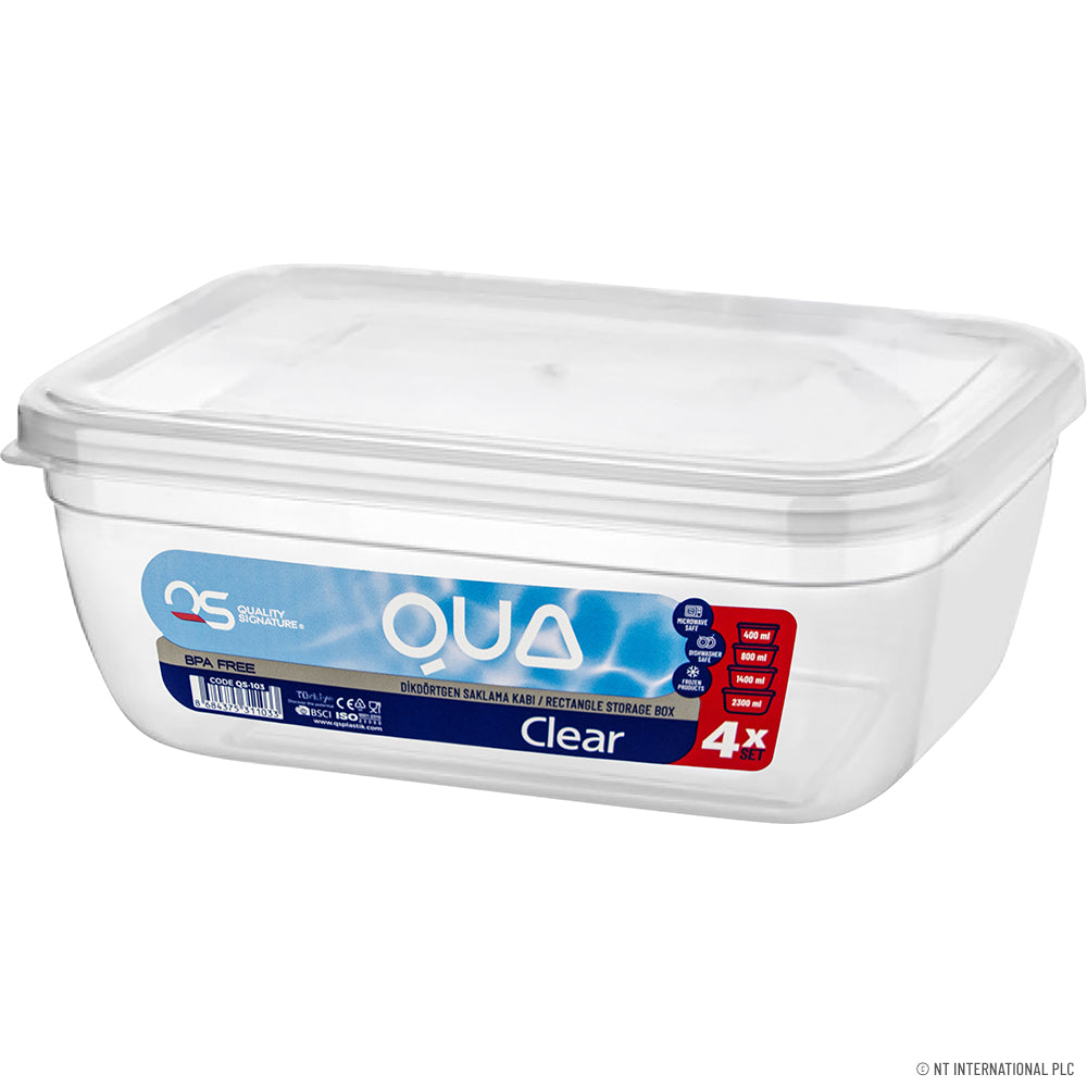 3pcs Qua Clear Rectangle Storage Box (400-800