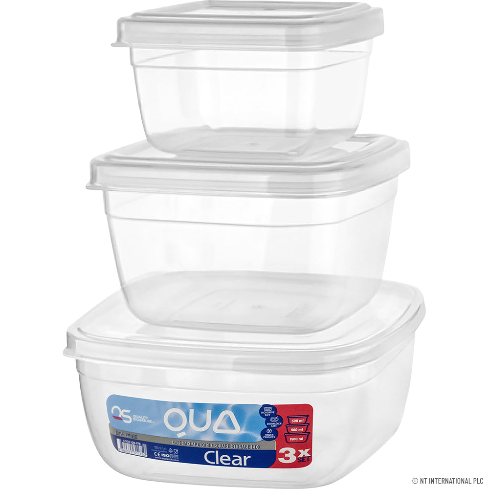 Peak Kit QUA CLEAR SQUARE 3 PCS STORAGE BOX SET (500-9 - Peak Kit