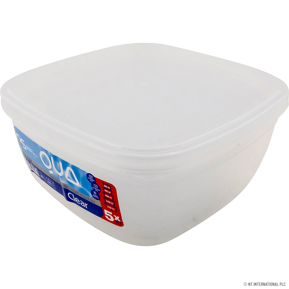 QUA CLEAR SQUARE 5 PCS STORAGE BOX SET (500-9
