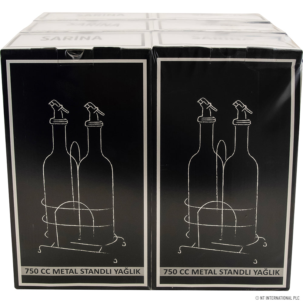 2 Pcs Green Oil Bottle with Metal Stand