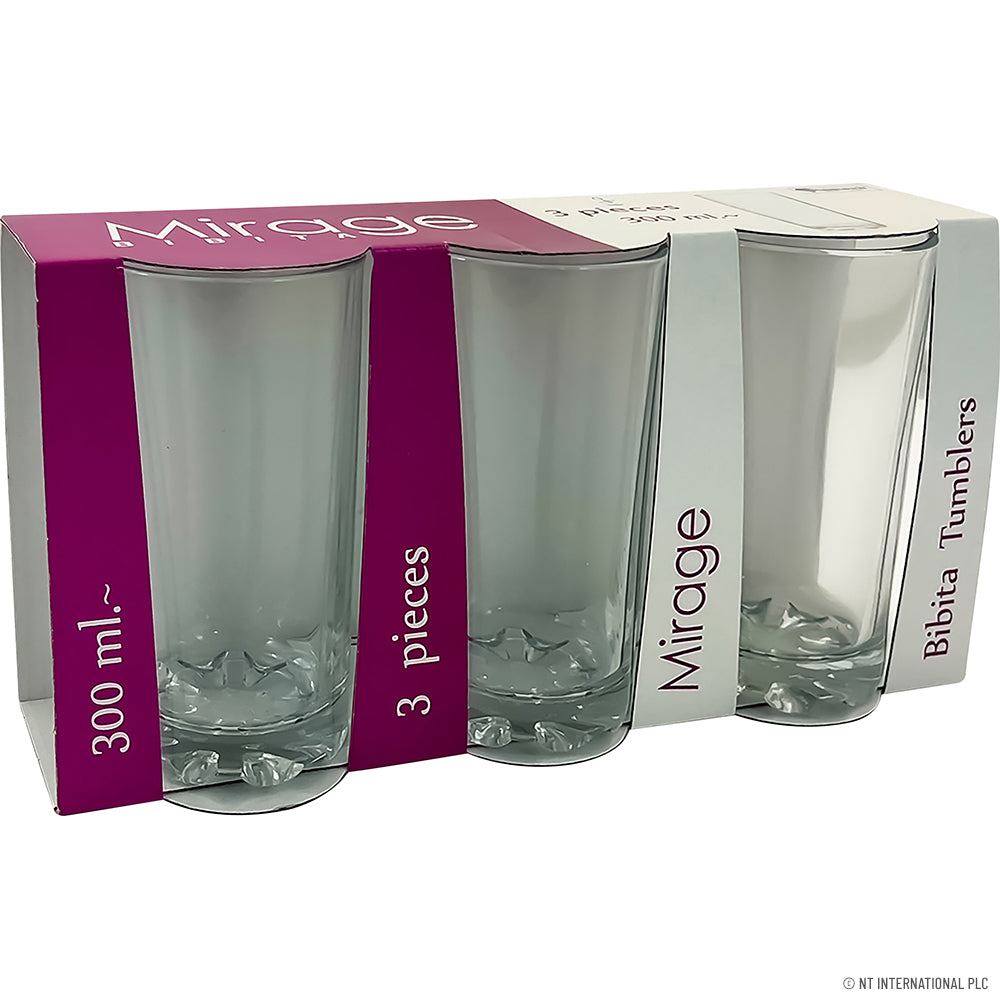 3pc Glass Tumbler - Mirage Bibita 300ml