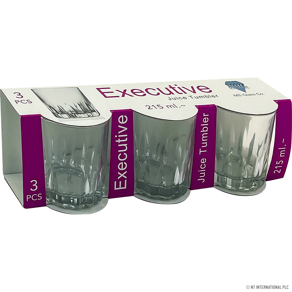 3pc Glass Tumbler Executive Juice - 215ml