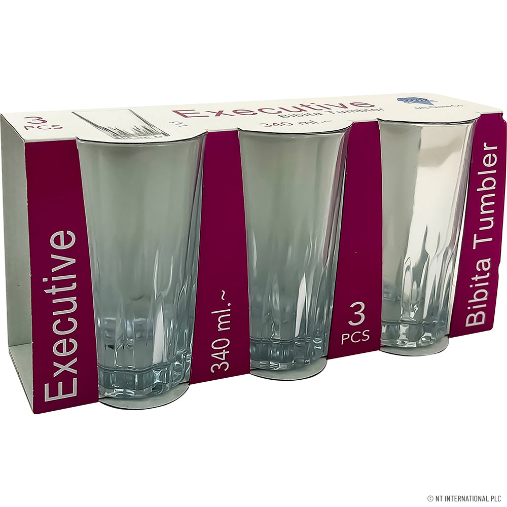 3pc Glass Tumbler - Executive Bibita 340ml