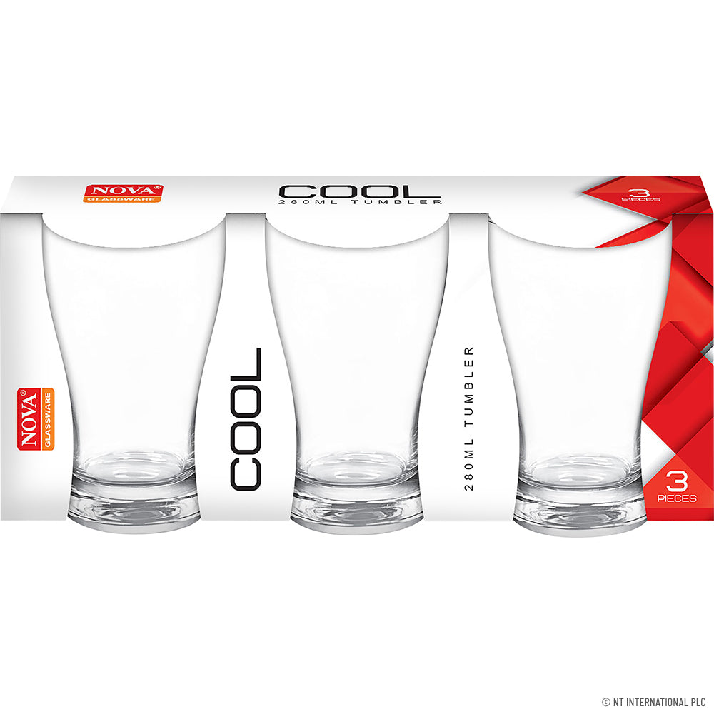 3pc Glass Tumbler - Cool 350ml