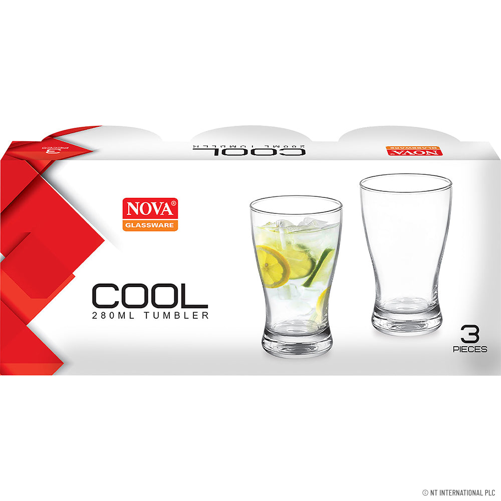3pc Glass Tumbler - Cool 350ml