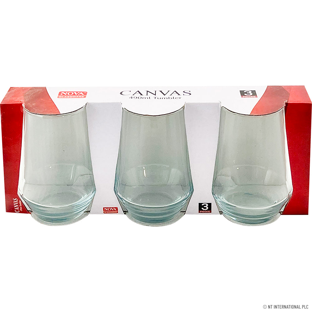 3pc Glass Tumbler - Canvas 490ml