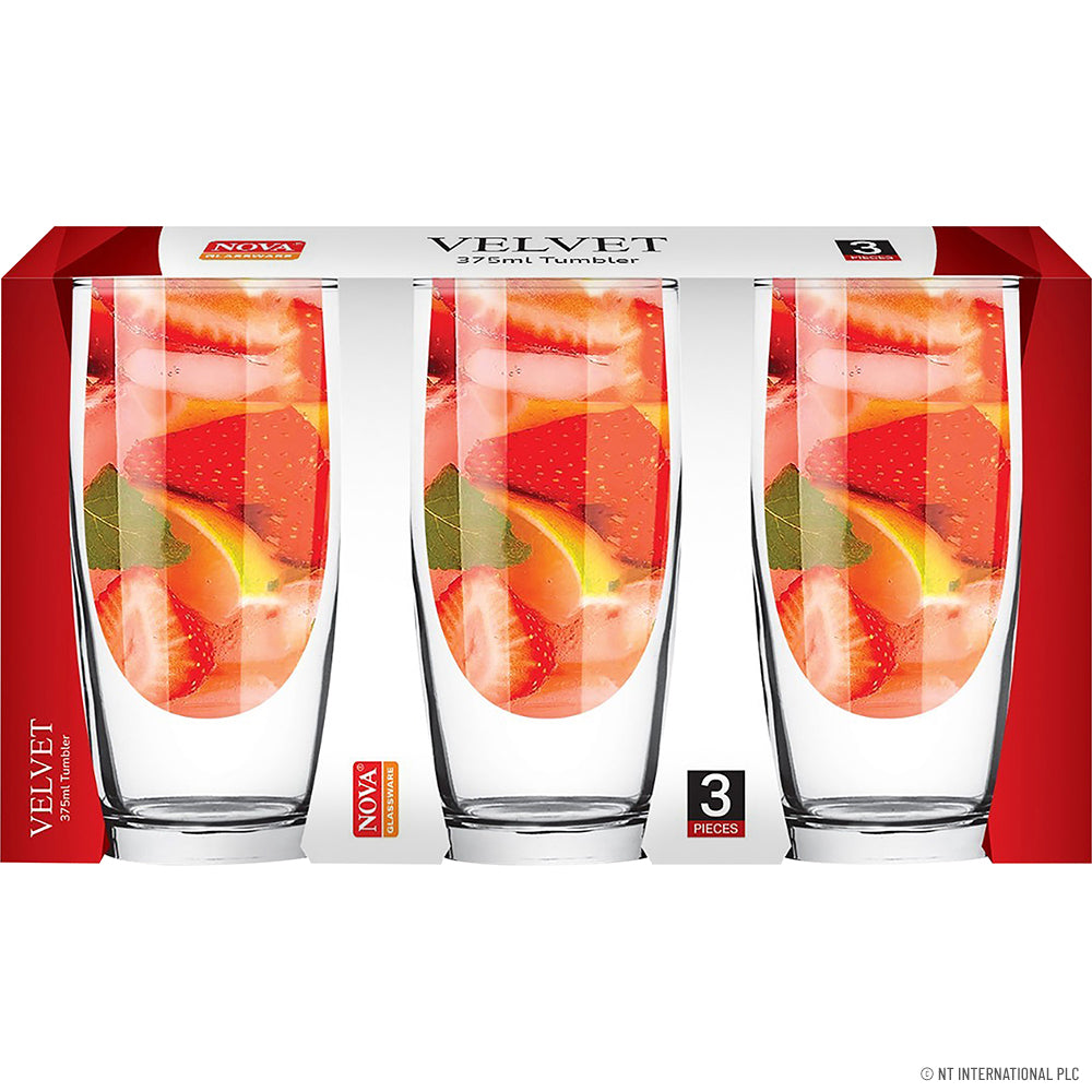 3pc Glass Tumbler - Velvet 280ml